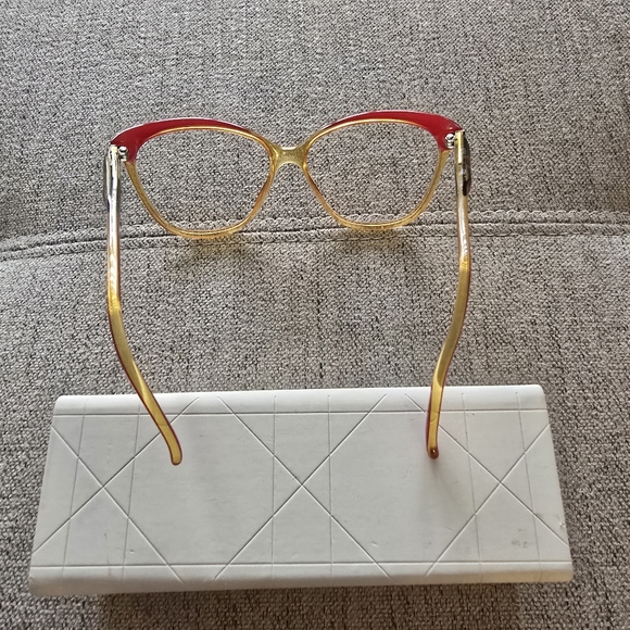 CHRISTIAN DIOR Vintage Cateye Optical Frames Pink and Yellow - Picture 5 of 5